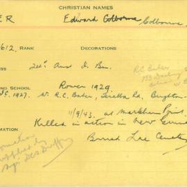 World War 2 index cards - B