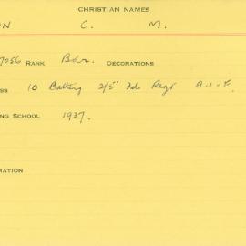 World War 2 index cards - I