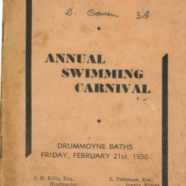 Program: Annual Swimming Carnival, 21 February 1936