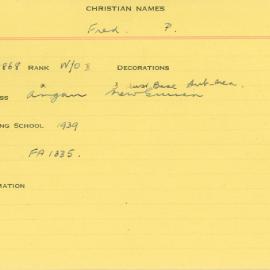 World War 2 index cards - K