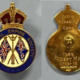 Royal Empire Society Public Speaking Competition Medal 1949