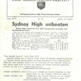 The High Bulletin, No 70, September 1973