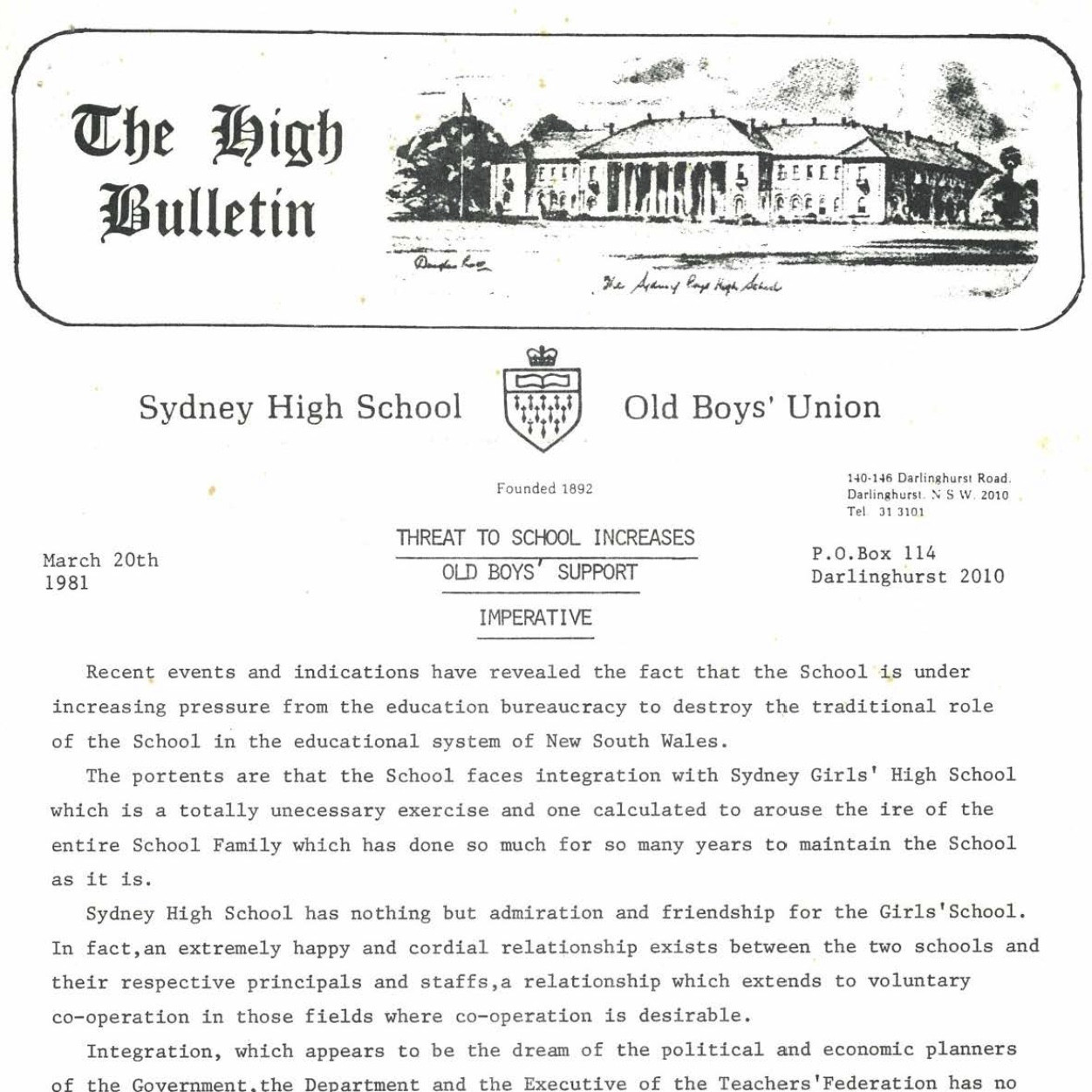 The High Bulletin 1980-1984