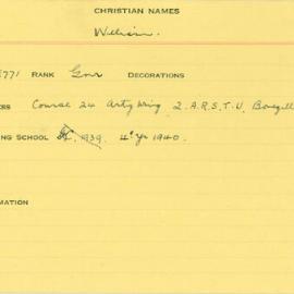 World War 2 index cards - N