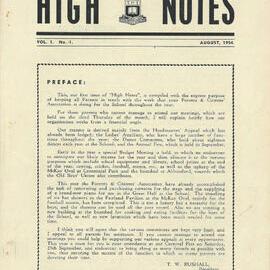 High Notes, Vol 1 No 1, August 1954