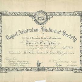 Hume Barbour Debating Competition 1952