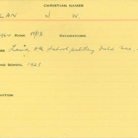 World War 2 index cards - Q