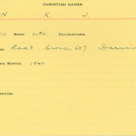 World War 2 index cards - R