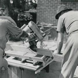 Working bee at McKay Oval, 29 September 1957