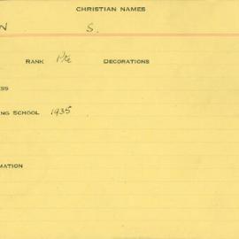 World War 2 index cards - S