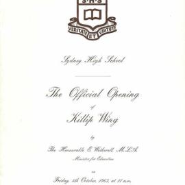 Program: Official opening of the Killip Wing, 4 October 1963