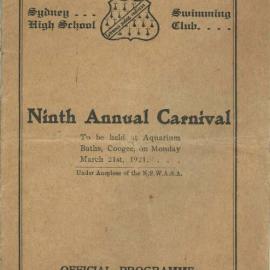 Program: Annual Swimming Carnival, 21 March 1921