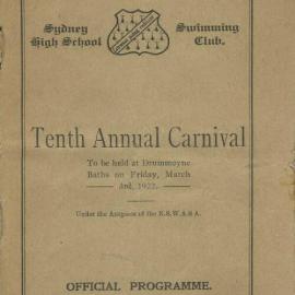 Program: Annual Swimming Carnival, 3 March 1922