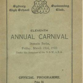 Program: Annual Swimming Carnival, 23 March 1923