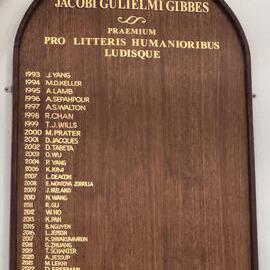 Honour Board: The J W Gibbes Memorial Prize 1993-2023