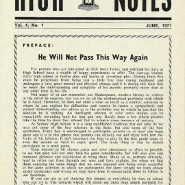 High Notes, Vol 4 No 1, June 1971