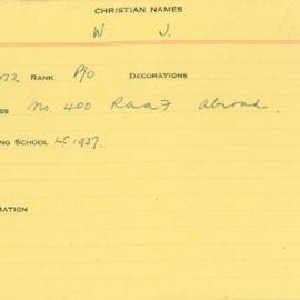 World War 2 index cards - Y