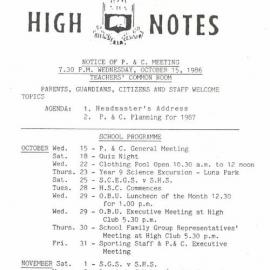 High Notes, Vol 2 No 7, October 1986