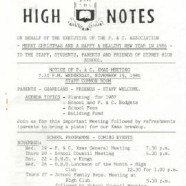 High Notes, Vol 2 No 8, November 1986