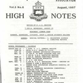 High Notes, Vol 3 No 6, August 1987