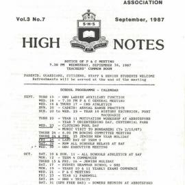 High Notes, Vol 3 No 7, September 1987