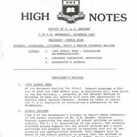 High Notes, Vol 3 No 9, November 1987