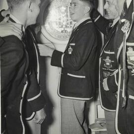 1st VIII weighing in, 1953