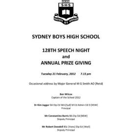 Speech Night 2012 (for 2011)