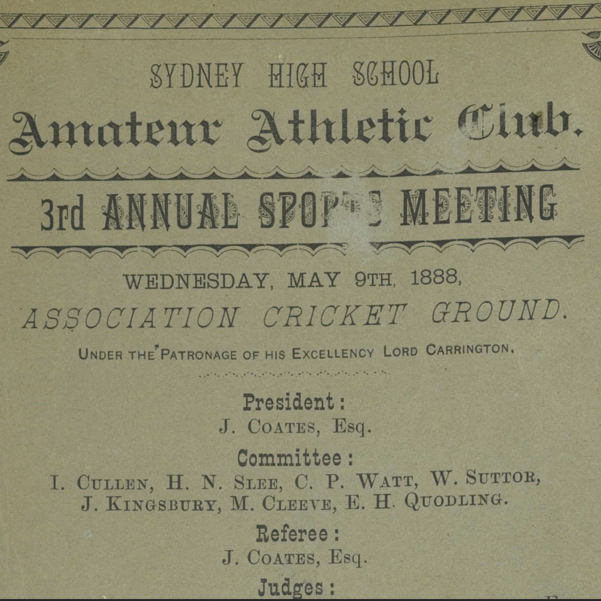 Annual sports meeting, 9 May 1888