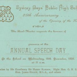 Annual Speech Day 1908