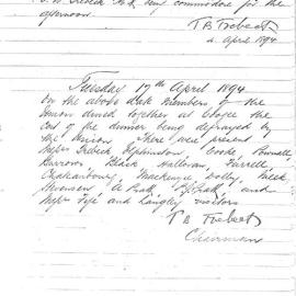 Sydney High School Old Boys Union Minutes 1894