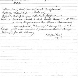 Sydney High School Old Boys Union Minutes 1910