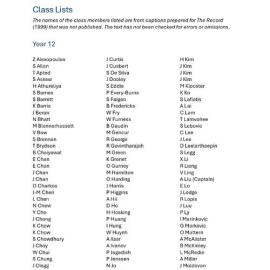 Class Lists 1999