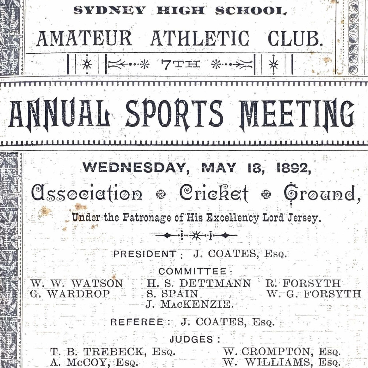 Annual sports meeting, 18 May 1892