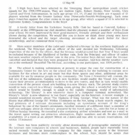 Newsletter, 12 May 1998