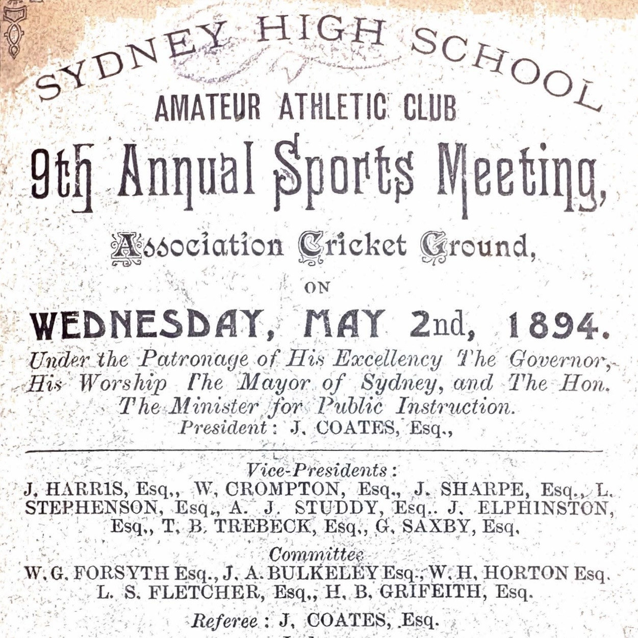Annual sports meeting, 2 May 1894