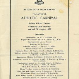 73rd Annual Athletics Carnival, 6-7 August 1958