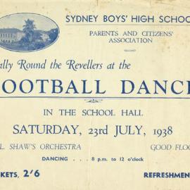 Football Dance flyer, 23 July 1938