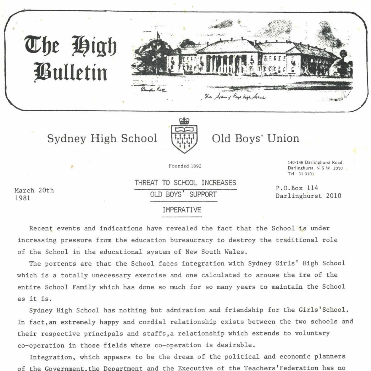 The High Bulletin 1980-1984
