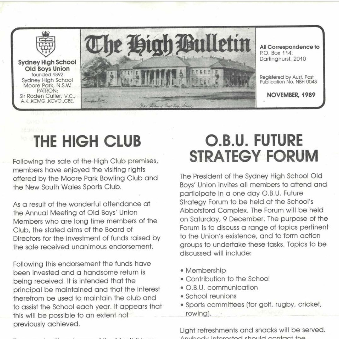 The High Bulletin 1985-1989