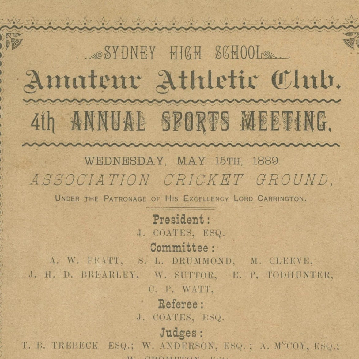 Annual sports meeting, 15 May 1889