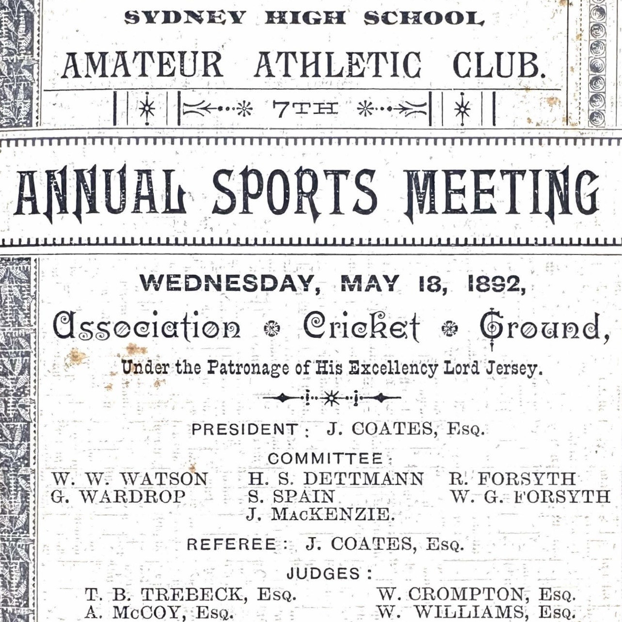 Annual sports meeting, 18 May 1892
