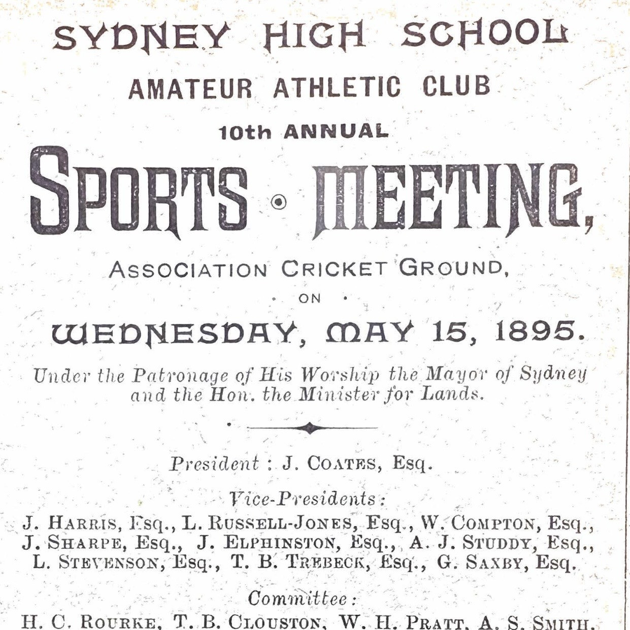 Annual sports meeting, 15 May 1895